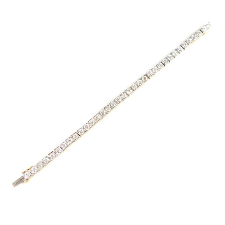 Early 20th century box collet diamond line bracelet